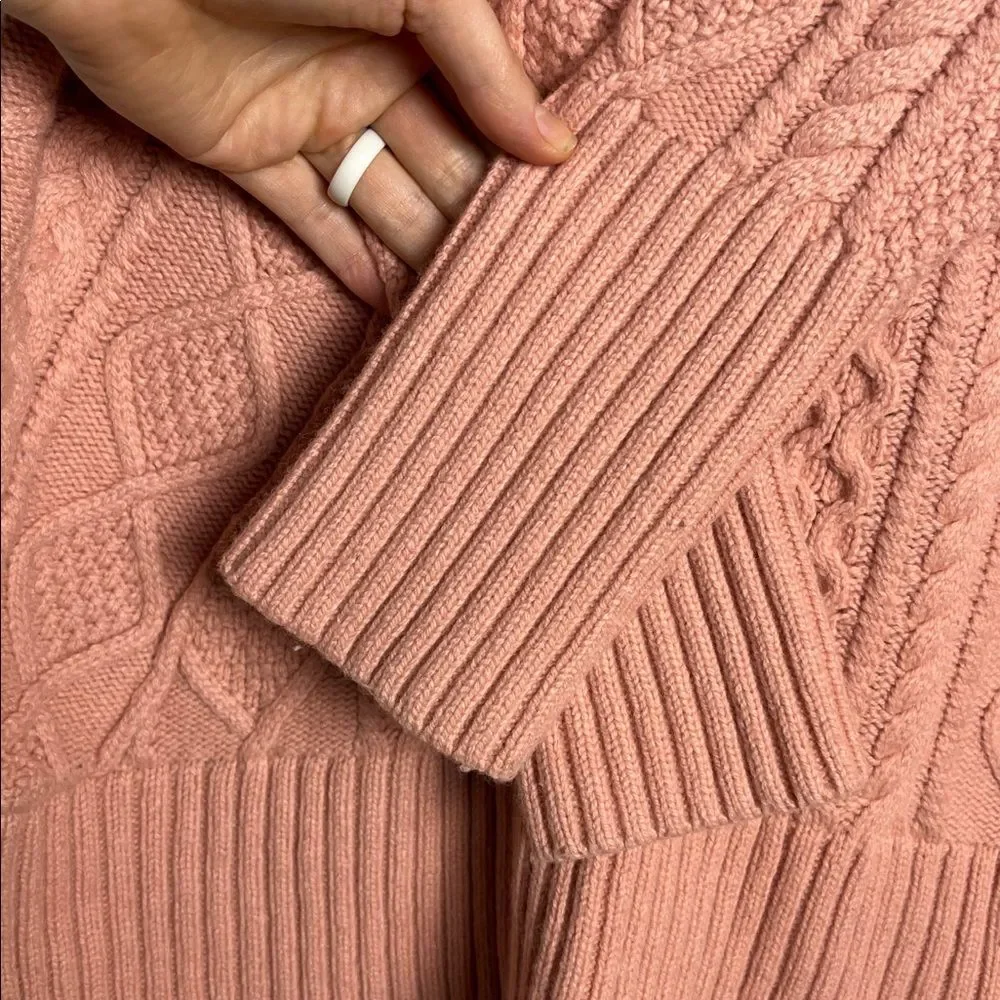 J. Crew Pink Wool Blend Thick Knit Mock Neck Sweater